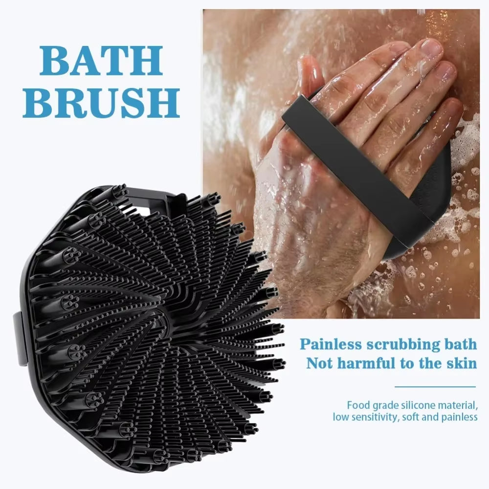 Soft Silicone Back Brush for Bathing and Showering - Exfoliating Scrub Brush with Handle