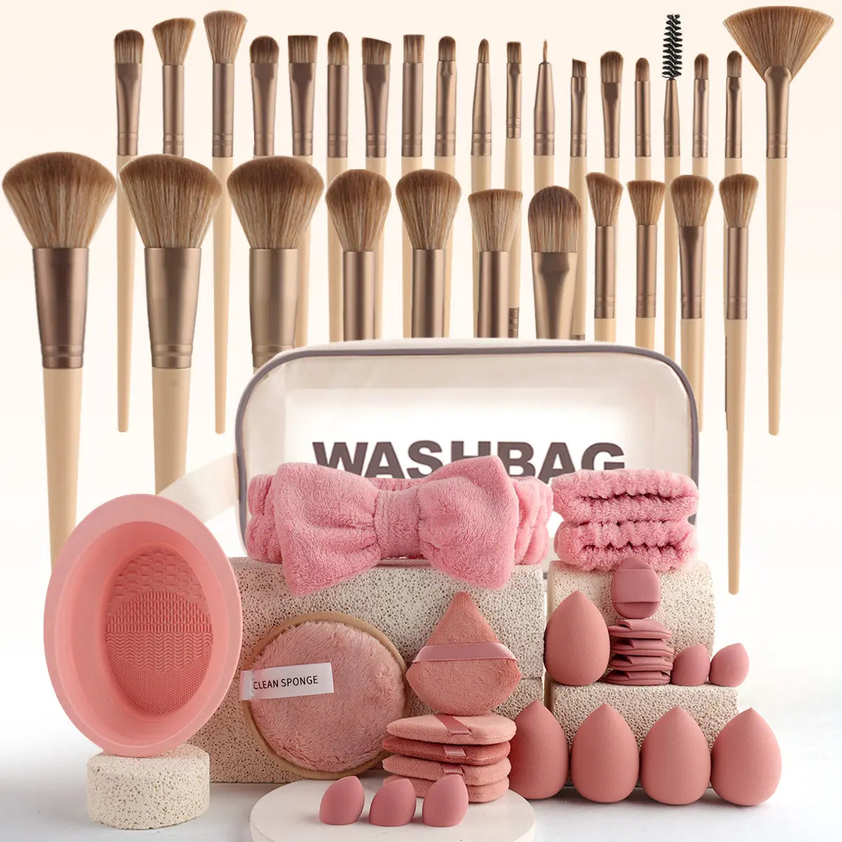 Essential Face Makeup Tool Set: Portable Travel Blending Brushes & Cleansing Kit for Effortless Daily Beauty
