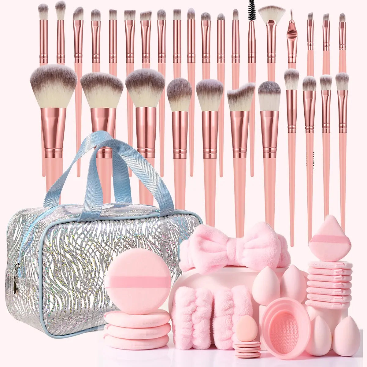 Essential Face Makeup Tool Set: Portable Travel Blending Brushes & Cleansing Kit for Effortless Daily Beauty
