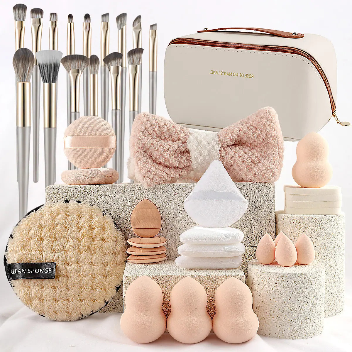 Essential Face Makeup Tool Set: Portable Travel Blending Brushes & Cleansing Kit for Effortless Daily Beauty
