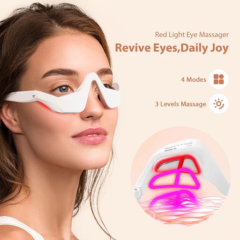 3D Red Light EMS Eye Massager for Dark Circles, Puffiness, and Wrinkle Reduction - Eye Fatigue Relaxation Beauty Care Device