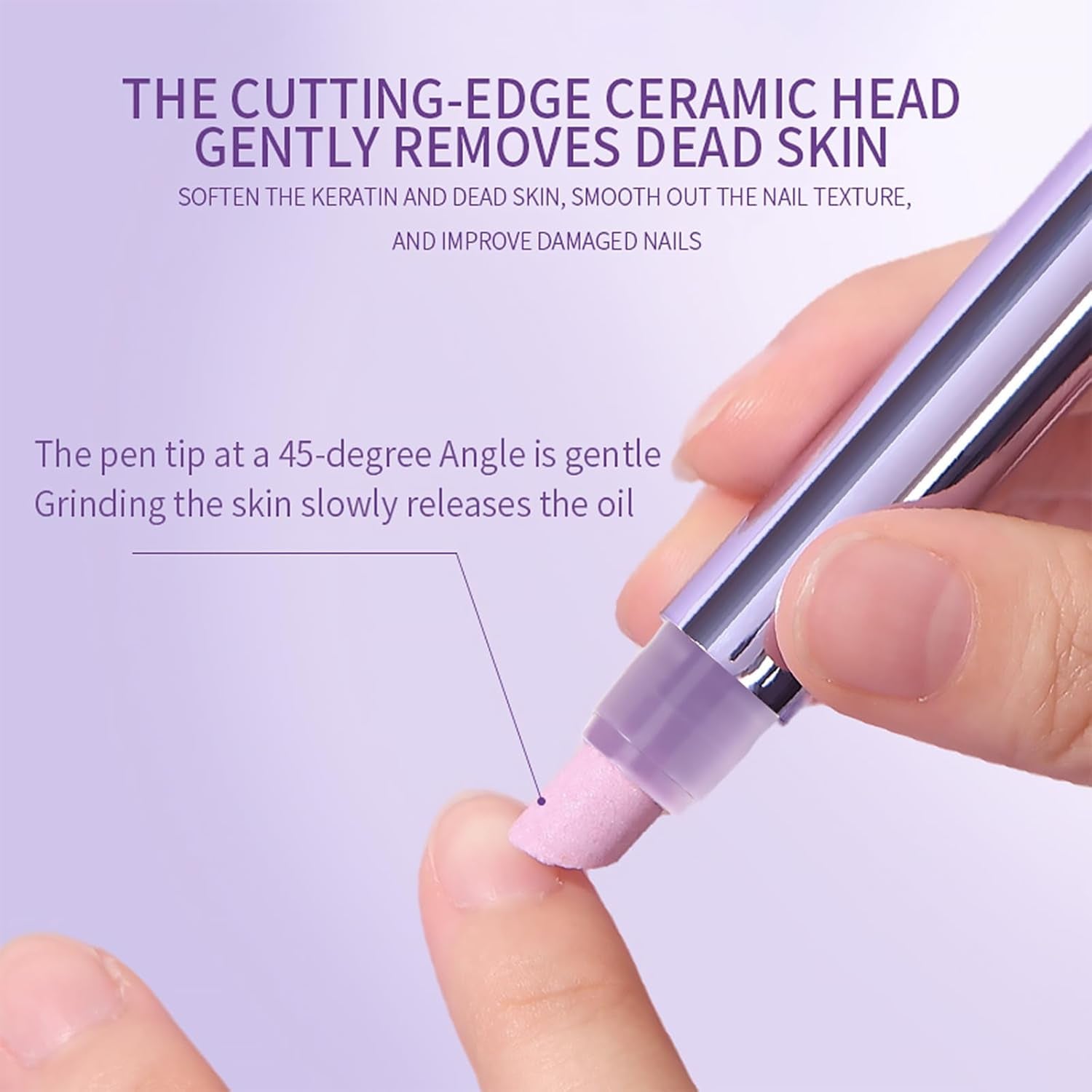 Ceramic Cuticle Oil Pusher Pen: 3-in-1 Nail Care Tool for Cuticle Removal and Nail Repair