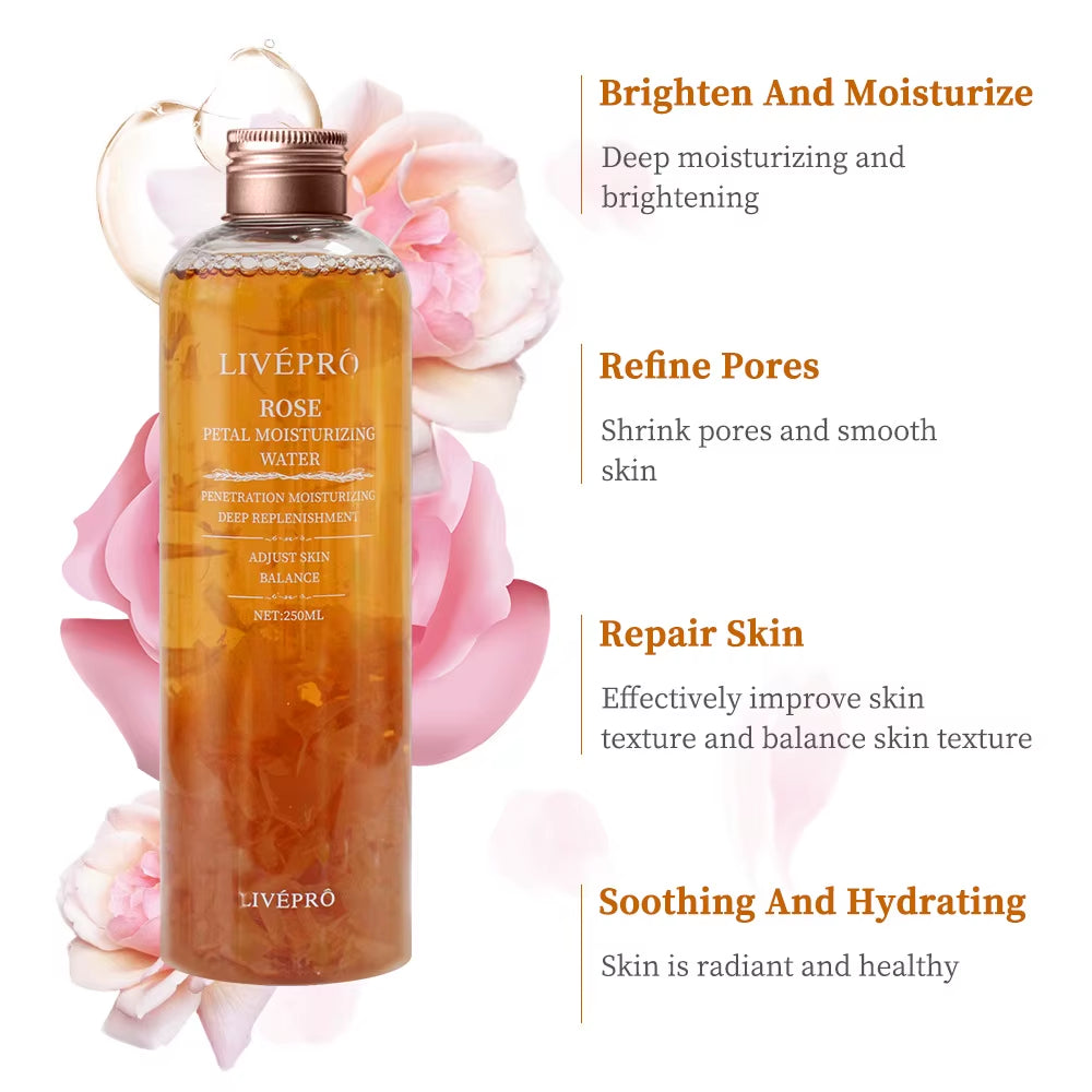 Rose Petal Water Toner and Moisturizing Essence for Skin Care