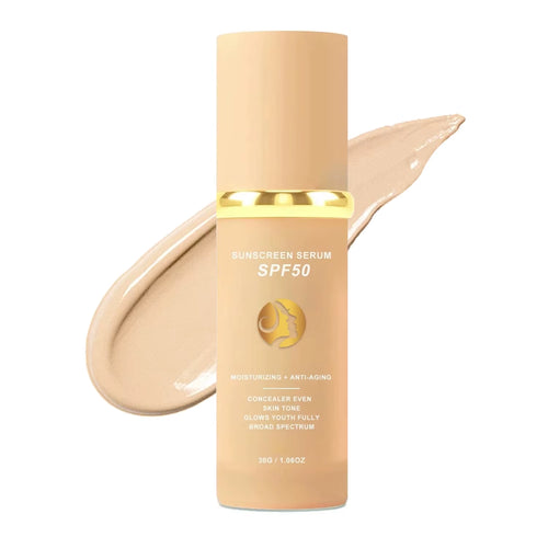 4-in-1 Foundation Liquid Makeup with SPF 50: Hydrating Full Coverage, Concealer, and Sunscreen Serum