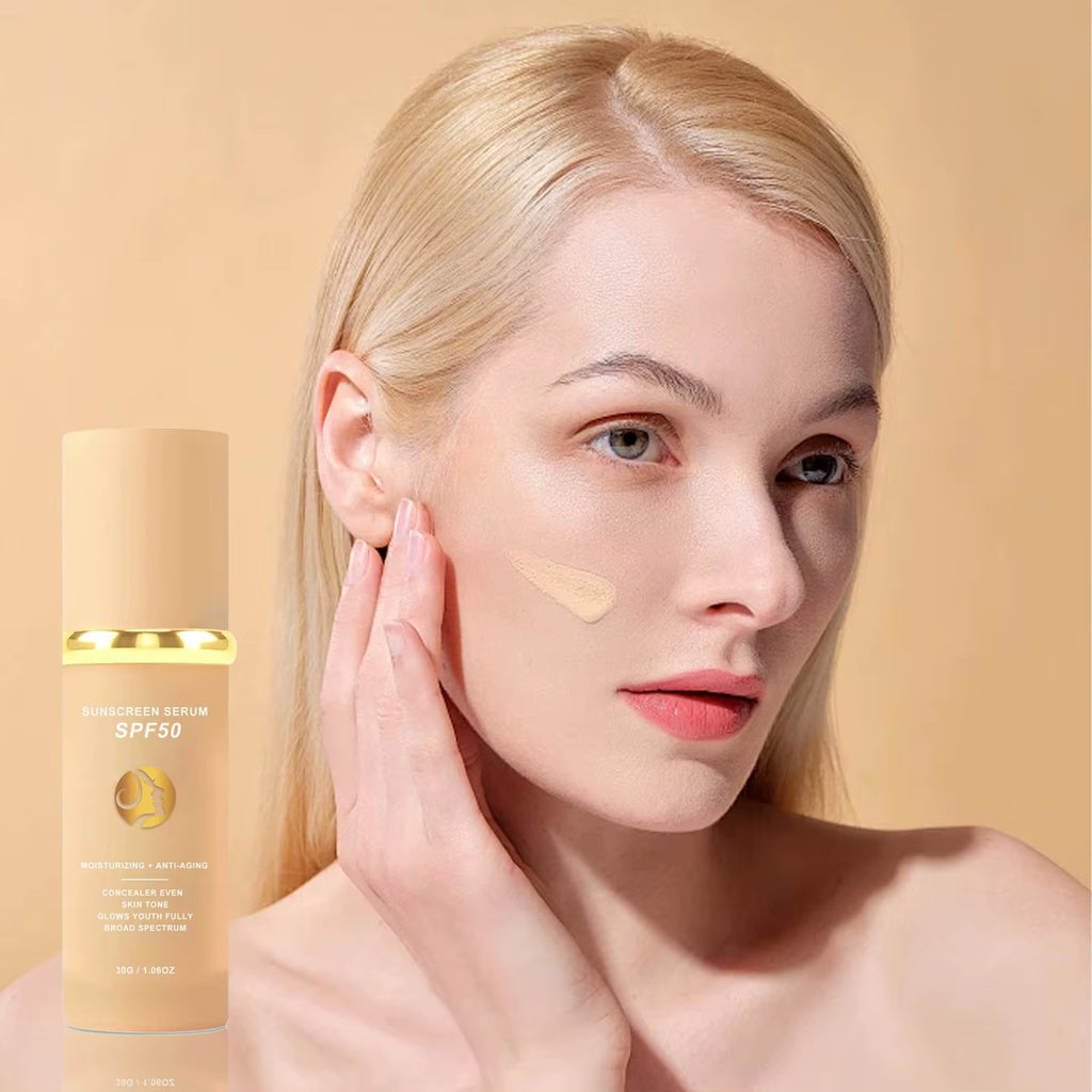4-in-1 Foundation Liquid Makeup with SPF 50: Hydrating Full Coverage, Concealer, and Sunscreen Serum