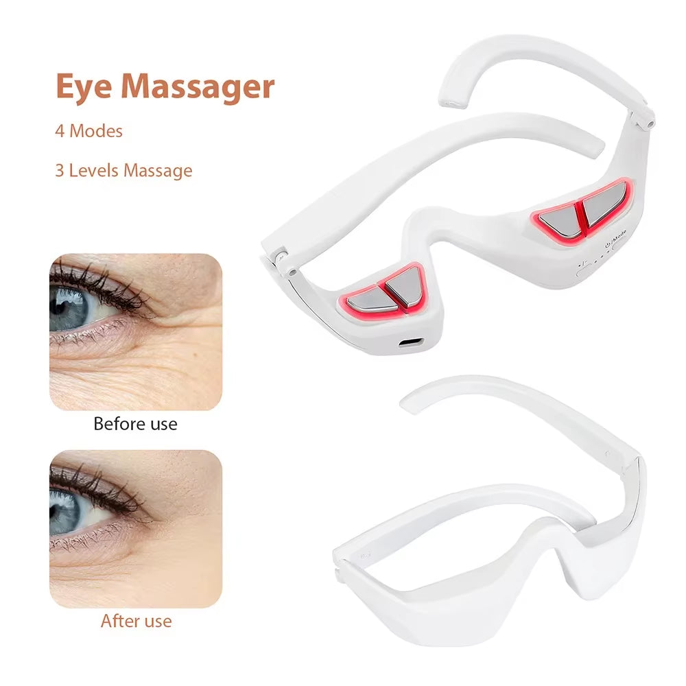 3D Red Light EMS Eye Massager for Dark Circles, Puffiness, and Wrinkle Reduction - Eye Fatigue Relaxation Beauty Care Device