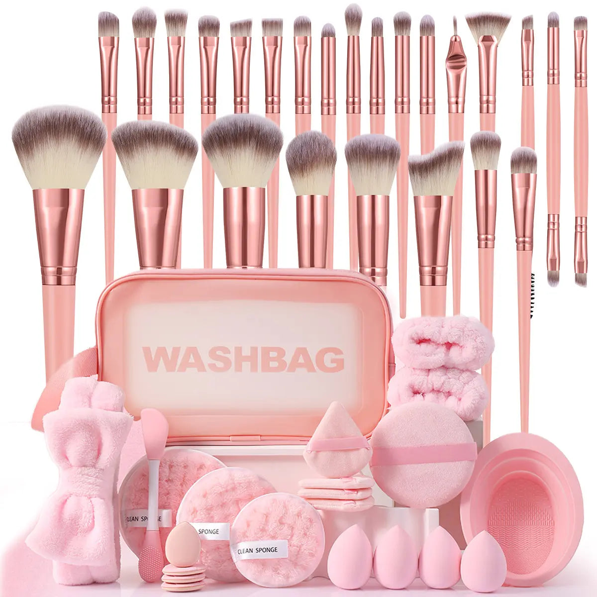 Essential Face Makeup Tool Set: Portable Travel Blending Brushes & Cleansing Kit for Effortless Daily Beauty