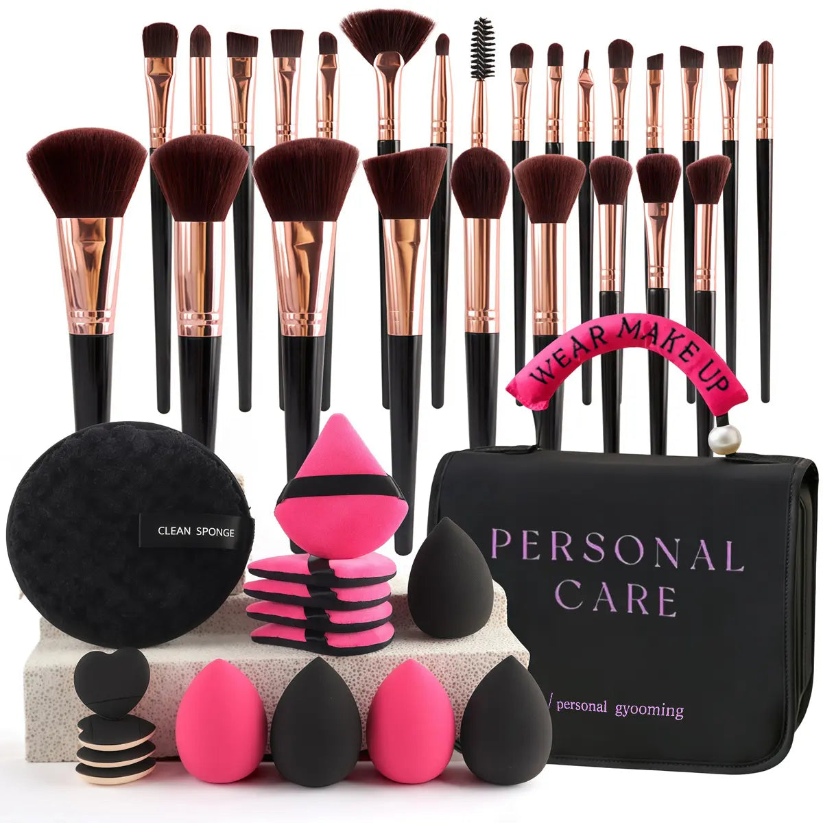 Essential Face Makeup Tool Set: Portable Travel Blending Brushes & Cleansing Kit for Effortless Daily Beauty