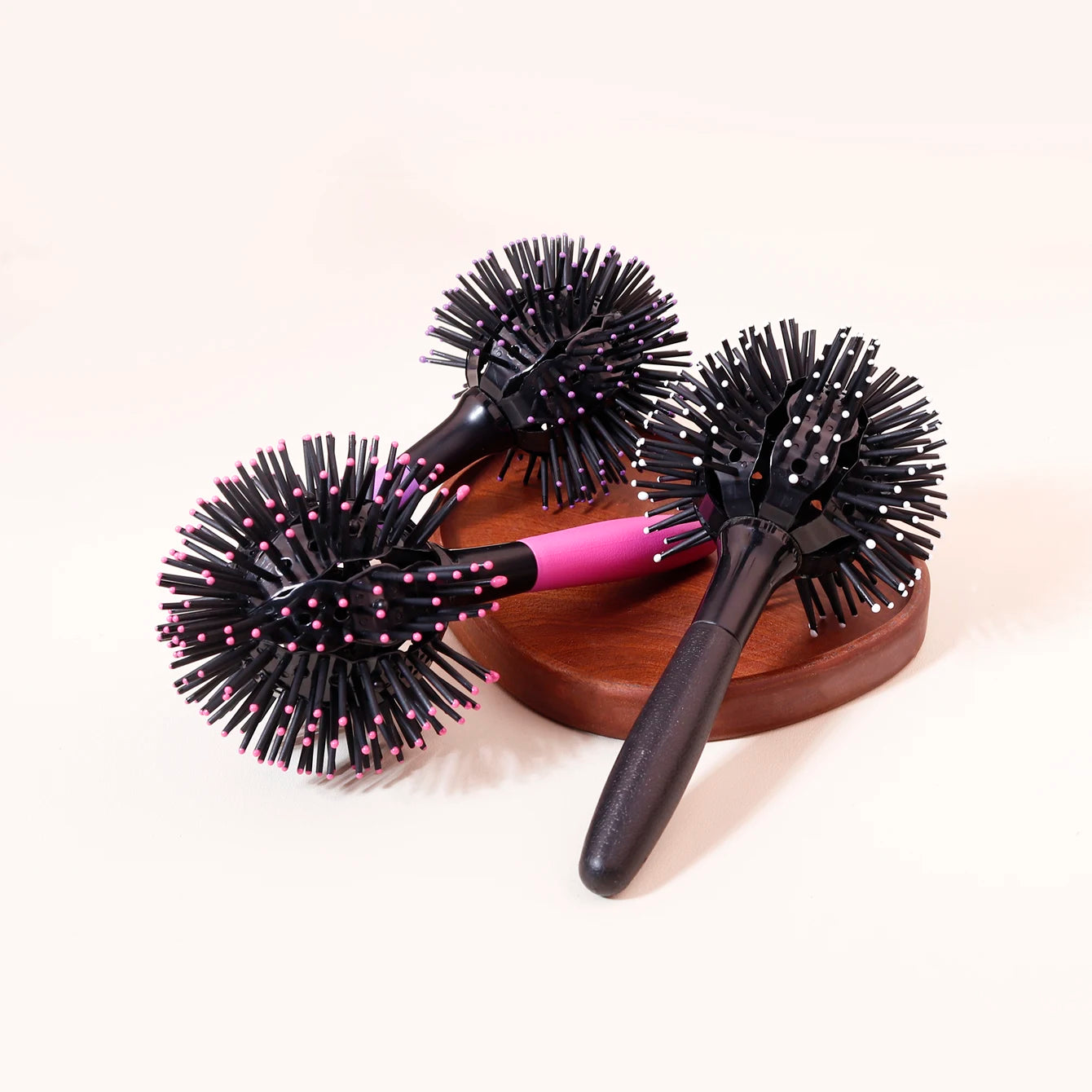 3D Bomb Curl Hair Brush Set - 360° Round Styling and Detangling Brush for Real Hair Wigs