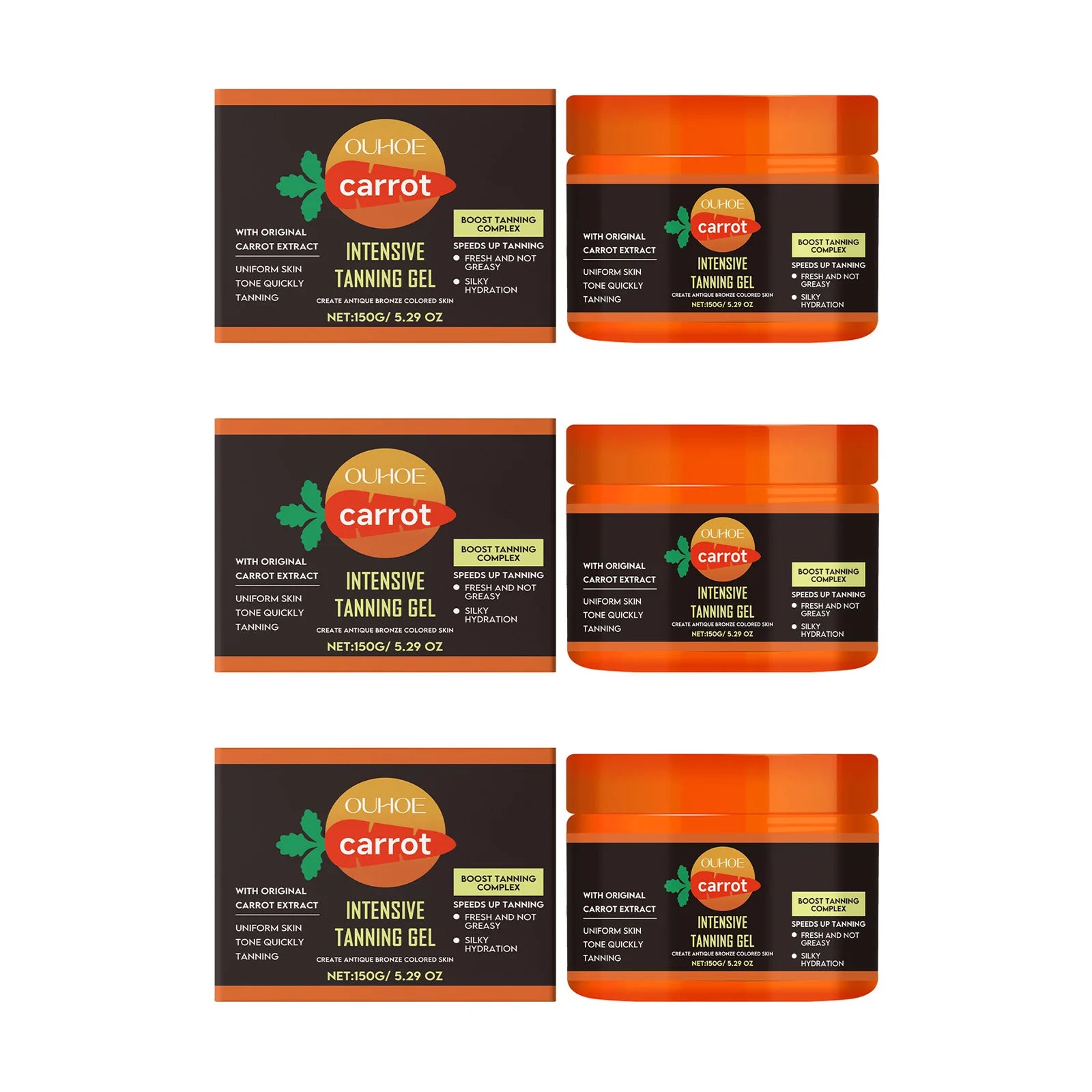 Carrot Tanning Gel - Hydrating, Lightweight, and Fast-Absorbing Bronzing Gel for Natural Sunless Tan Enhancement for Face and Body