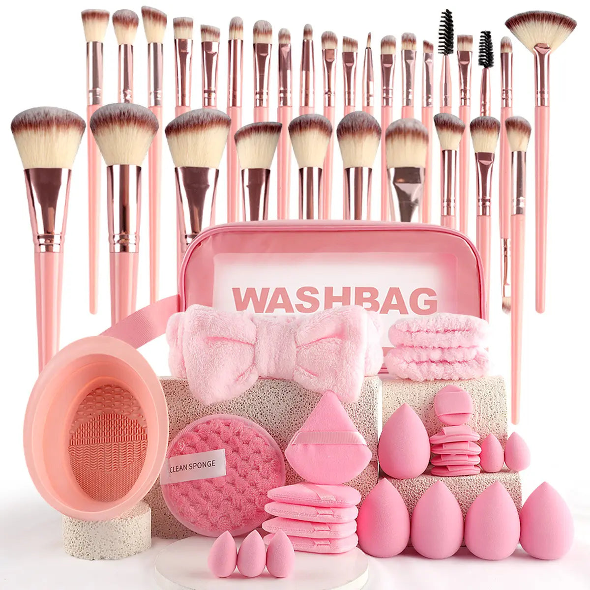 Essential Face Makeup Tool Set: Portable Travel Blending Brushes & Cleansing Kit for Effortless Daily Beauty