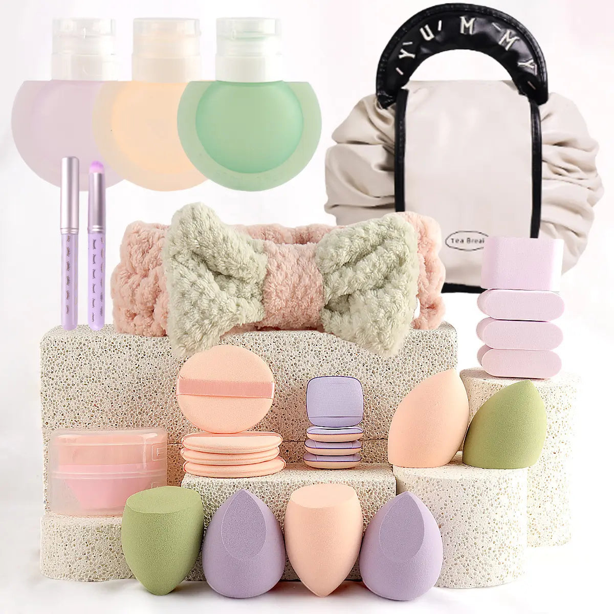 Essential Face Makeup Tool Set: Portable Travel Blending Brushes & Cleansing Kit for Effortless Daily Beauty