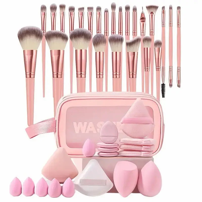Essential Face Makeup Tool Set: Portable Travel Blending Brushes & Cleansing Kit for Effortless Daily Beauty