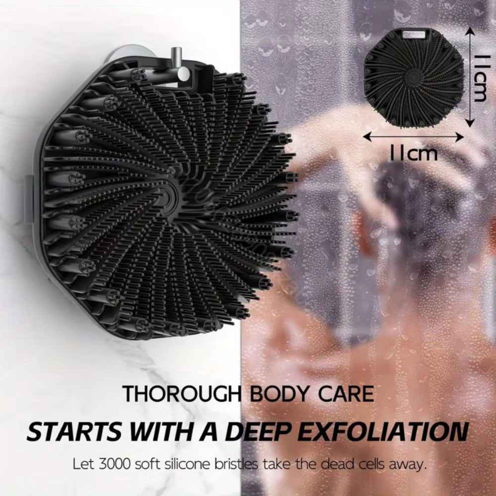 Soft Silicone Back Brush for Bathing and Showering - Exfoliating Scrub Brush with Handle