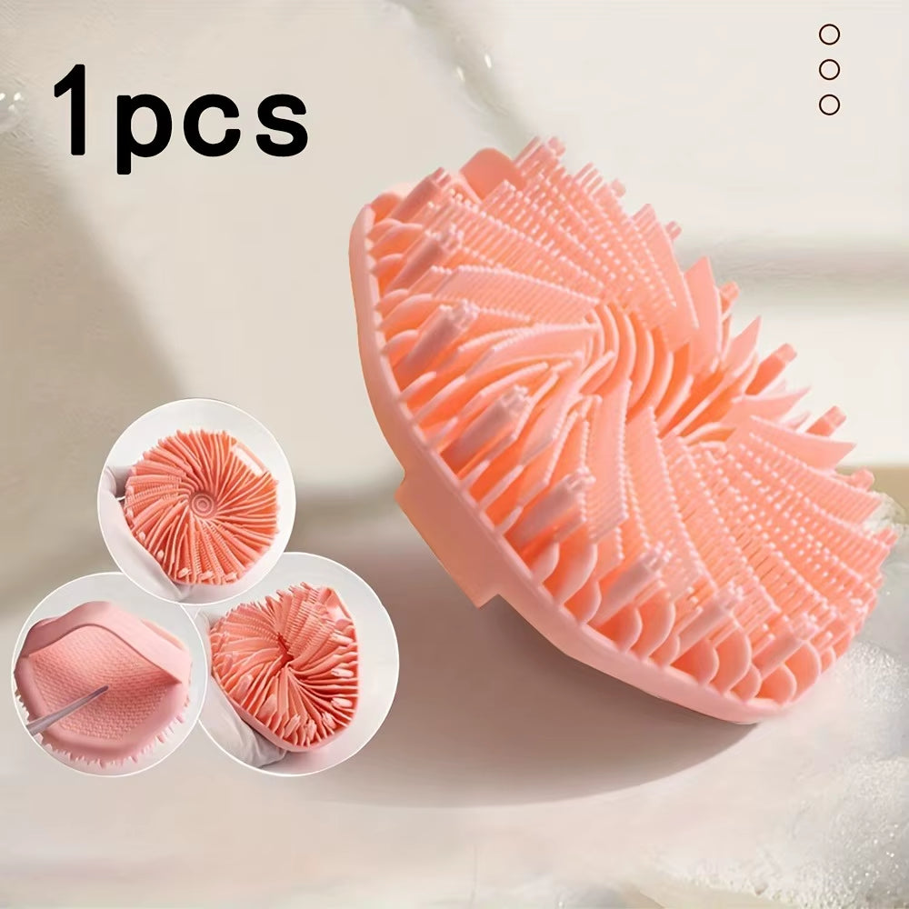 Soft Silicone Back Brush for Bathing and Showering - Exfoliating Scrub Brush with Handle