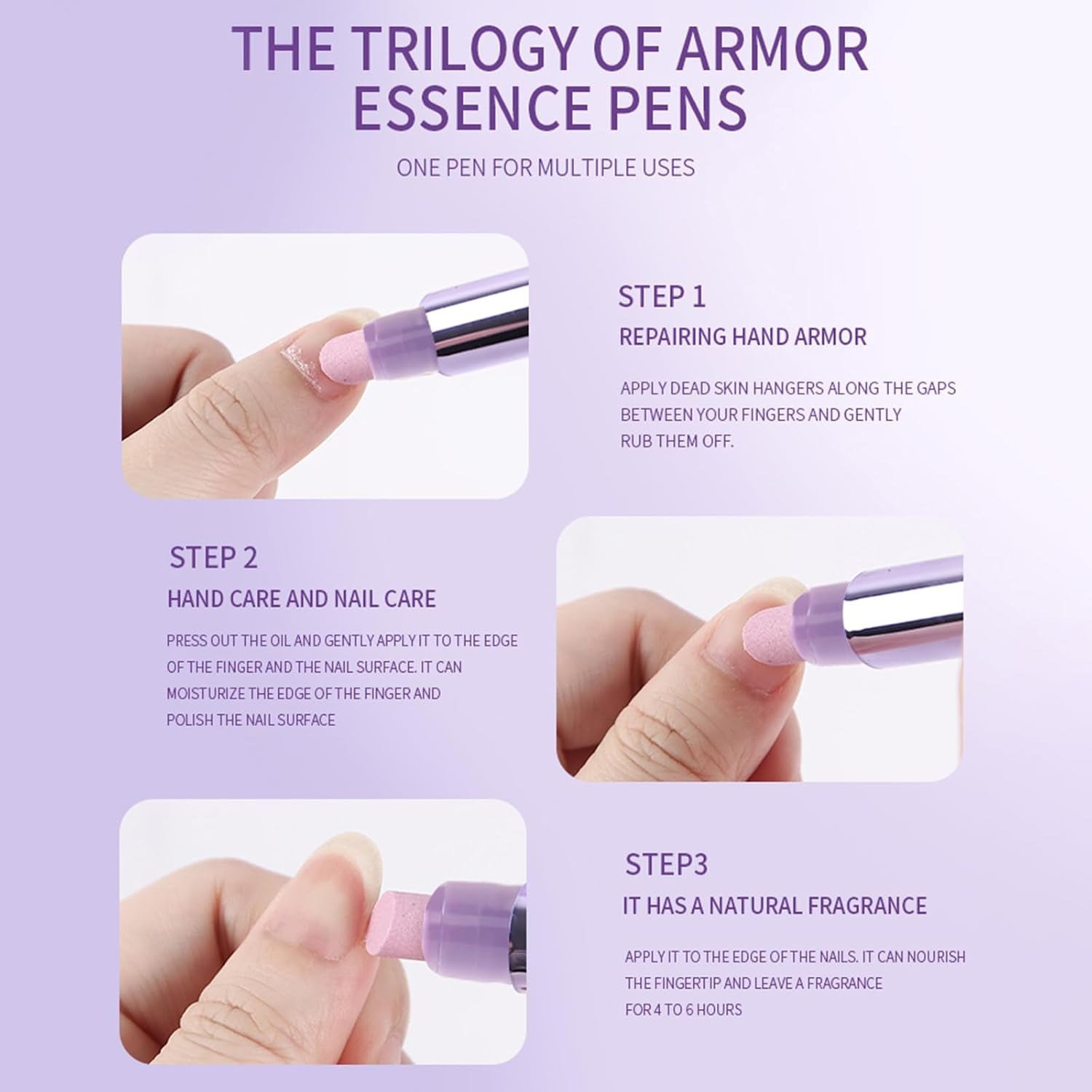 Ceramic Cuticle Oil Pusher Pen: 3-in-1 Nail Care Tool for Cuticle Removal and Nail Repair