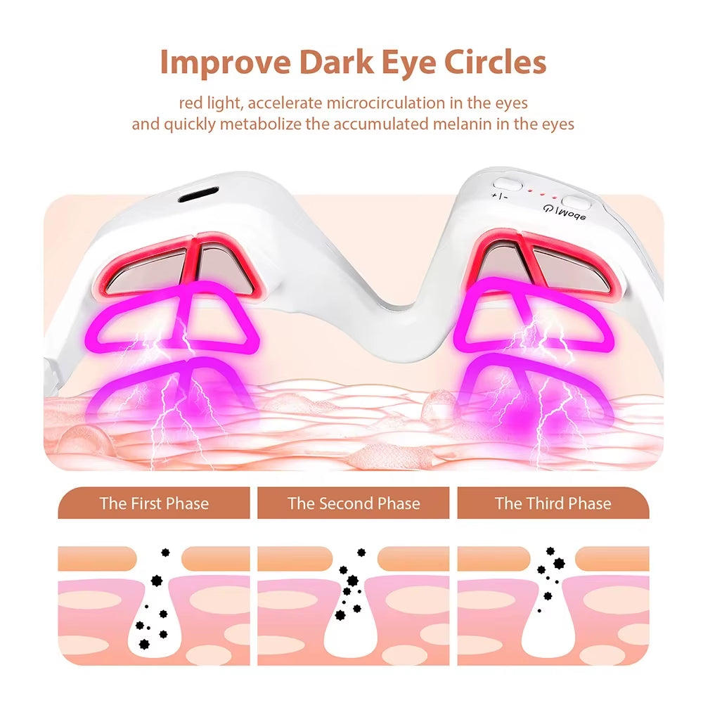 3D Red Light EMS Eye Massager for Dark Circles, Puffiness, and Wrinkle Reduction - Eye Fatigue Relaxation Beauty Care Device