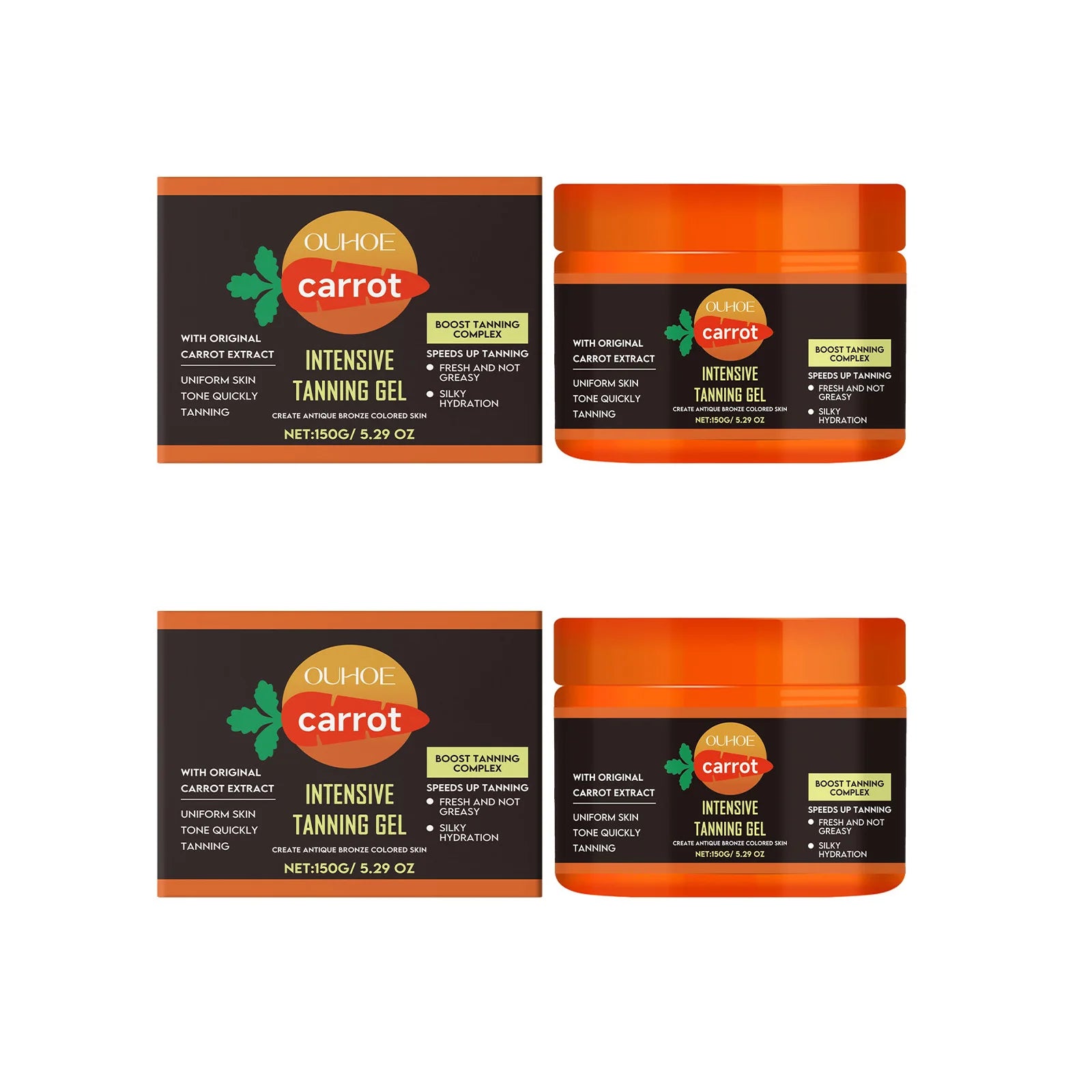 Carrot Tanning Gel - Hydrating, Lightweight, and Fast-Absorbing Bronzing Gel for Natural Sunless Tan Enhancement for Face and Body