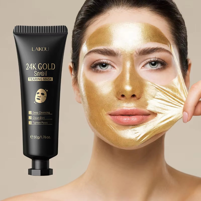 LAIKOU 24K Gold Sakura Peeling Face Mask - Anti-Wrinkle, Whitening, and Blackhead Removal Skin Care Solution