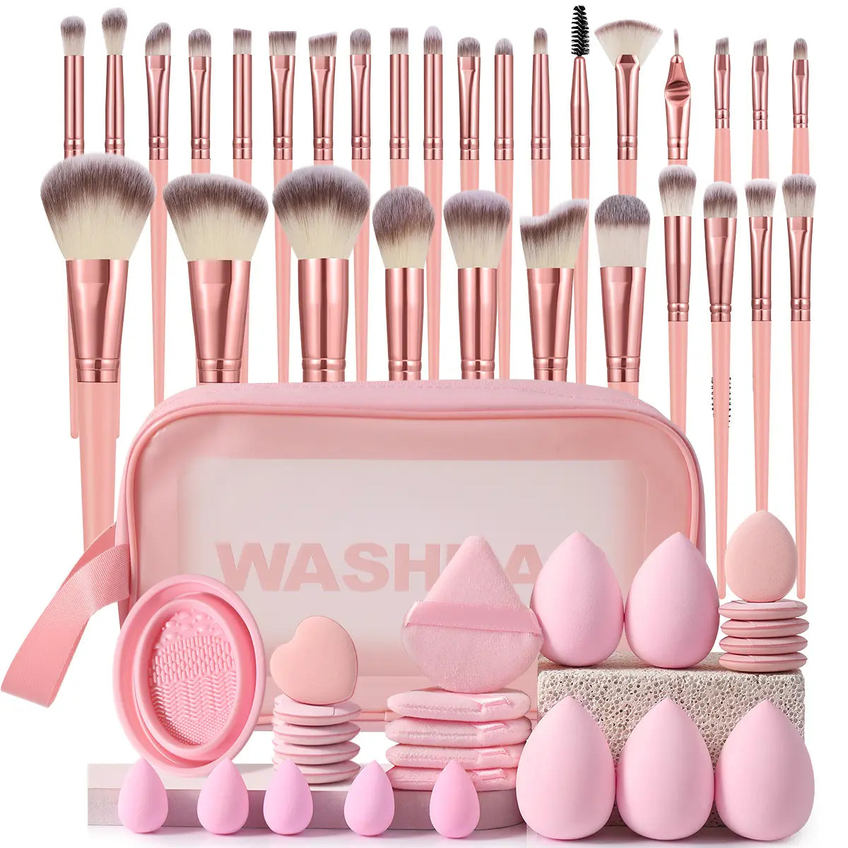 Essential Face Makeup Tool Set: Portable Travel Blending Brushes & Cleansing Kit for Effortless Daily Beauty