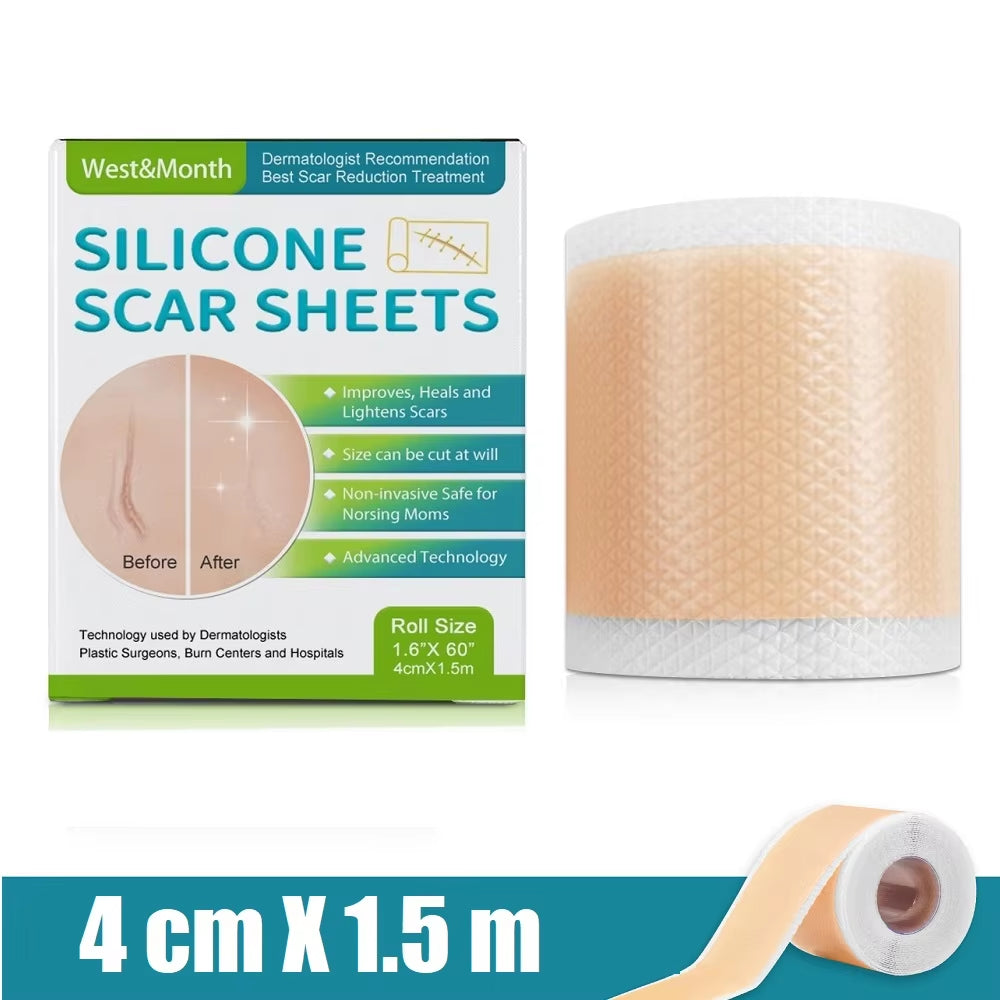 Silicone Scar Sheets - 4cm x 150cm Self-Adhesive, Reusable Scar Treatment Tape for Effective Skin Care