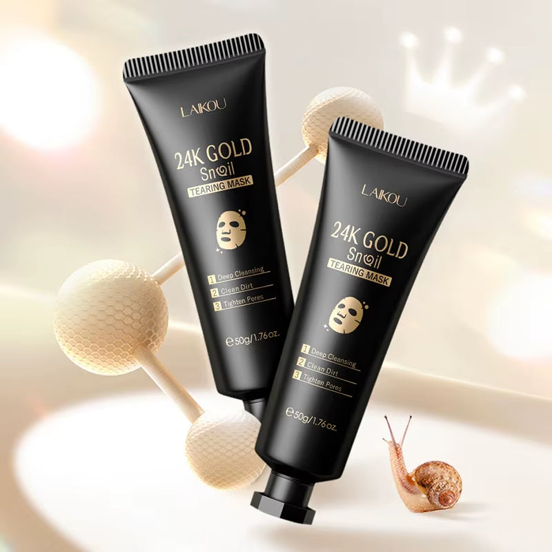 LAIKOU 24K Gold Sakura Peeling Face Mask - Anti-Wrinkle, Whitening, and Blackhead Removal Skin Care Solution