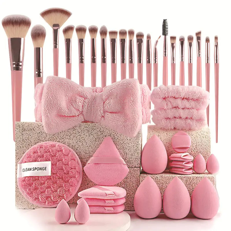 Essential Face Makeup Tool Set: Portable Travel Blending Brushes & Cleansing Kit for Effortless Daily Beauty