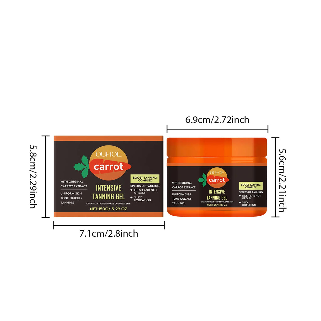 Carrot Tanning Gel - Hydrating, Lightweight, and Fast-Absorbing Bronzing Gel for Natural Sunless Tan Enhancement for Face and Body