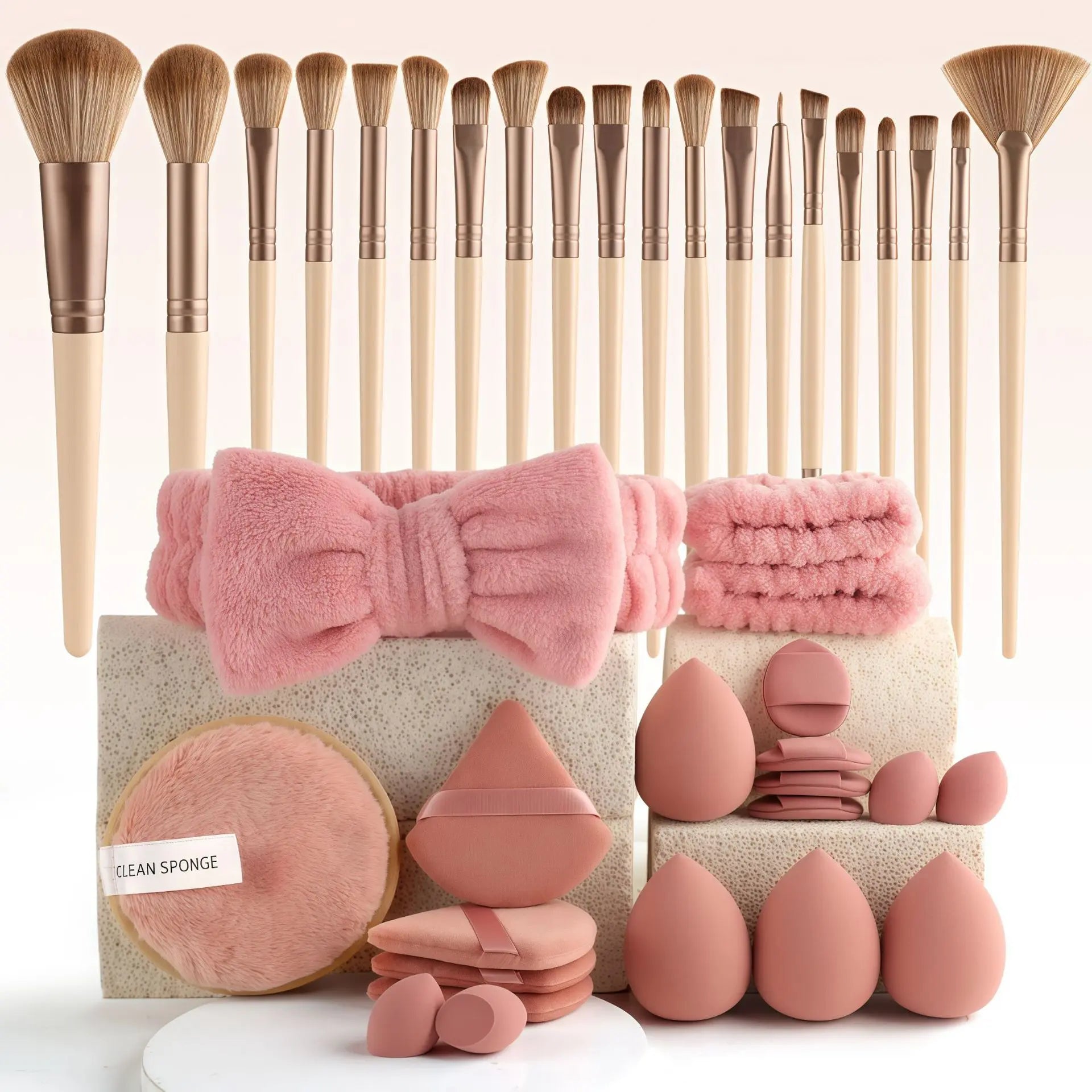 Essential Face Makeup Tool Set: Portable Travel Blending Brushes & Cleansing Kit for Effortless Daily Beauty