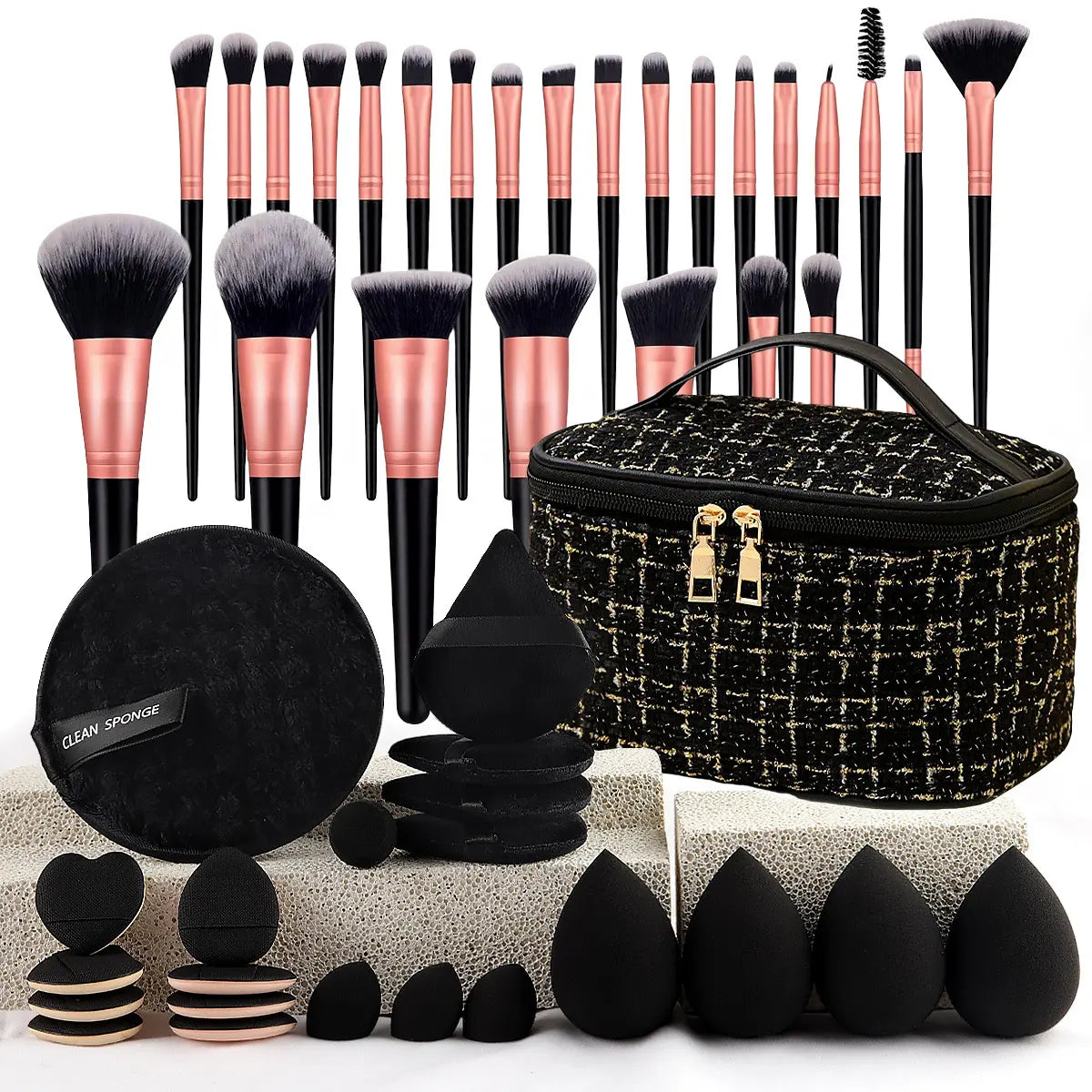 Essential Face Makeup Tool Set: Portable Travel Blending Brushes & Cleansing Kit for Effortless Daily Beauty
