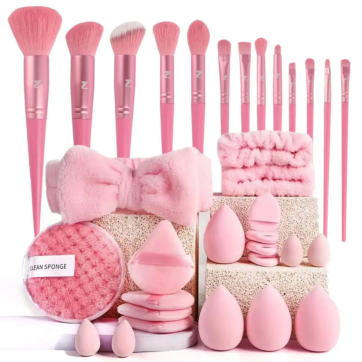 Essential Face Makeup Tool Set: Portable Travel Blending Brushes & Cleansing Kit for Effortless Daily Beauty