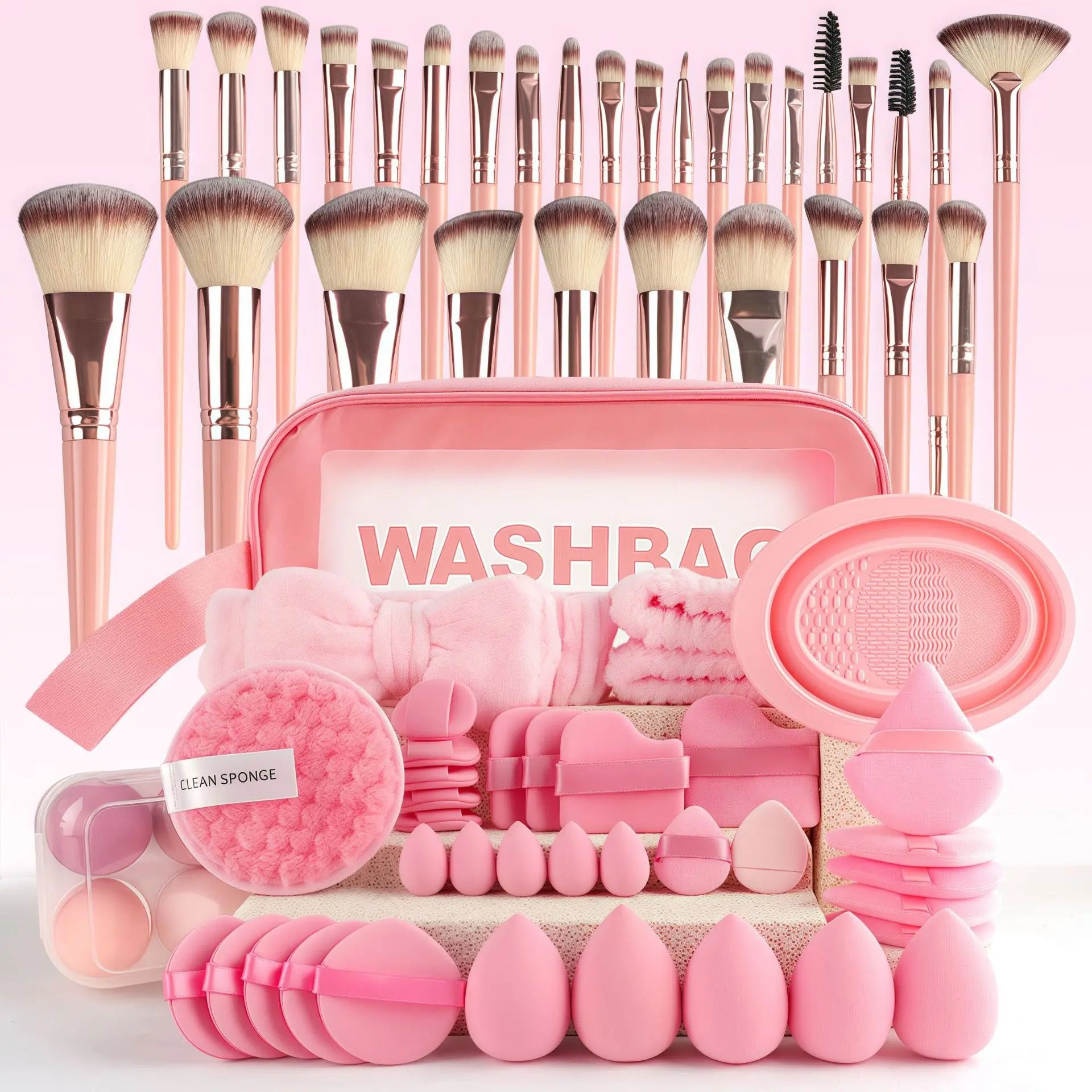 Essential Face Makeup Tool Set: Portable Travel Blending Brushes & Cleansing Kit for Effortless Daily Beauty