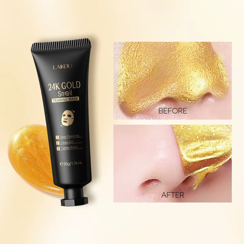 LAIKOU 24K Gold Sakura Peeling Face Mask - Anti-Wrinkle, Whitening, and Blackhead Removal Skin Care Solution