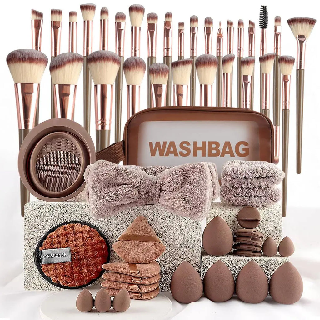 Essential Face Makeup Tool Set: Portable Travel Blending Brushes & Cleansing Kit for Effortless Daily Beauty