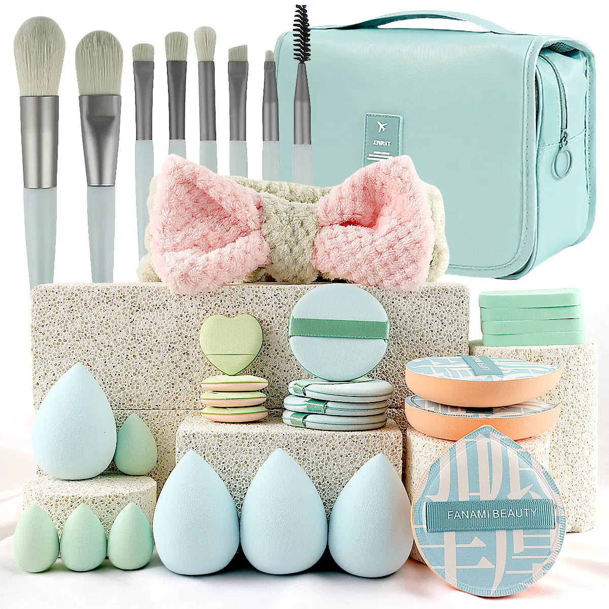 Essential Face Makeup Tool Set: Portable Travel Blending Brushes & Cleansing Kit for Effortless Daily Beauty