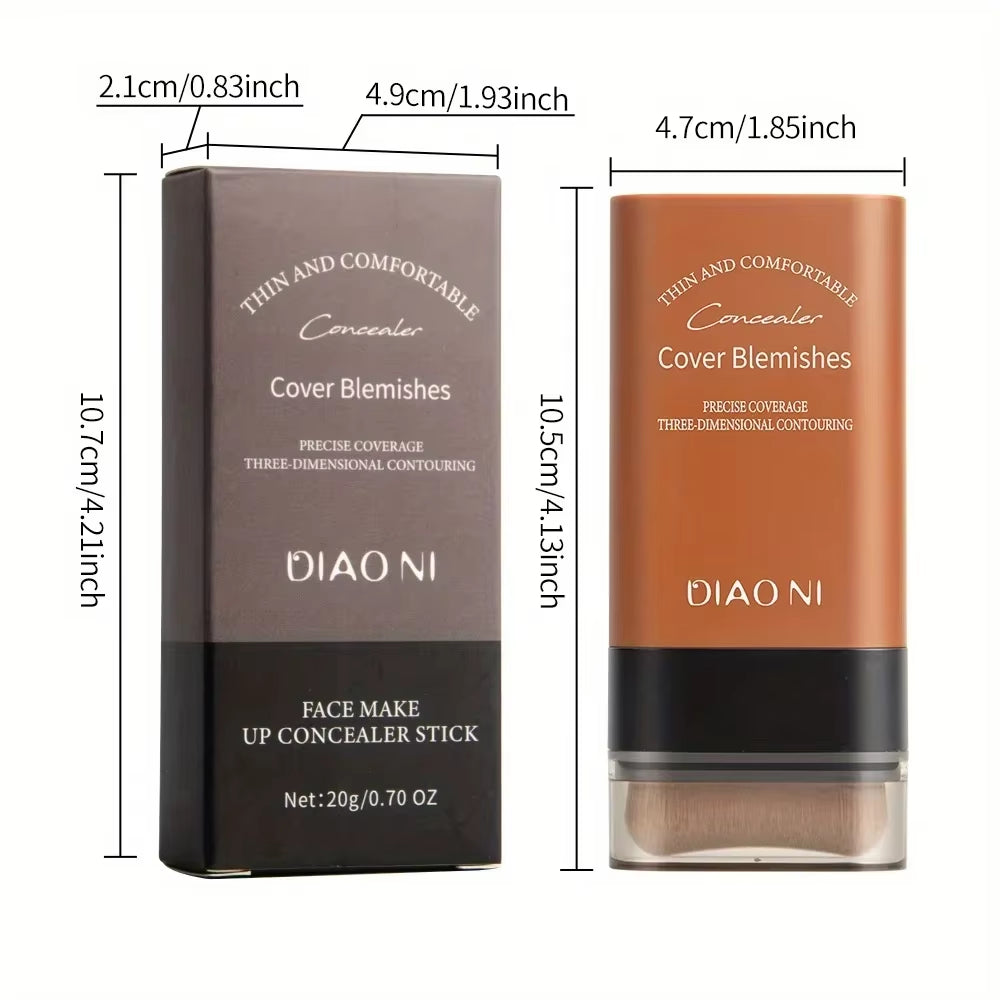 Foundation Stick with Integrated Brush for Long-Lasting Skin Brightening Concealment