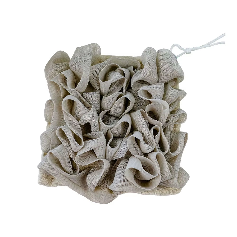 Soft Exfoliating 2-in-1 Bath Loofah with Drawstring Soap Closure - Reusable Mesh Shower Sponge for Skin Care