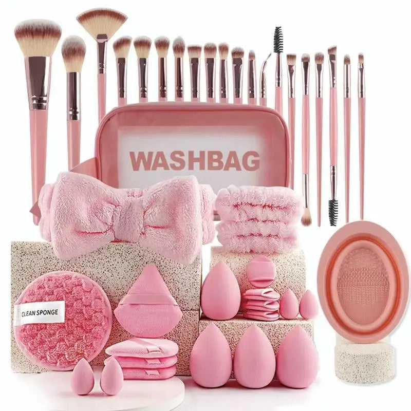 Essential Face Makeup Tool Set: Portable Travel Blending Brushes & Cleansing Kit for Effortless Daily Beauty