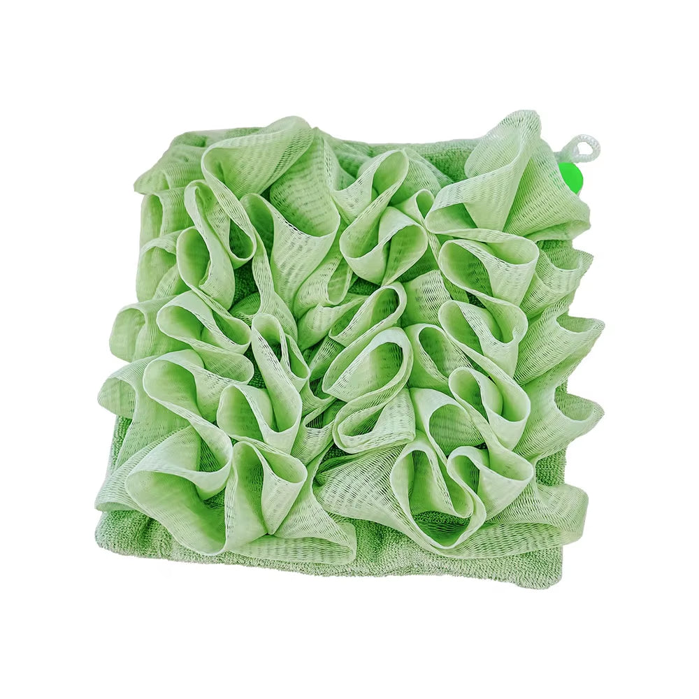 Soft Exfoliating 2-in-1 Bath Loofah with Drawstring Soap Closure - Reusable Mesh Shower Sponge for Skin Care