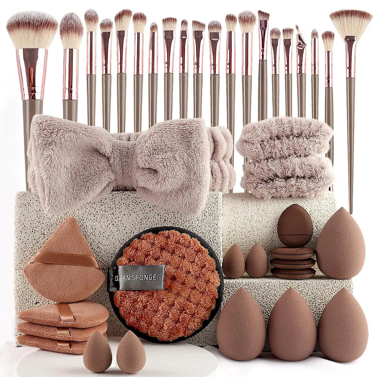 Essential Face Makeup Tool Set: Portable Travel Blending Brushes & Cleansing Kit for Effortless Daily Beauty