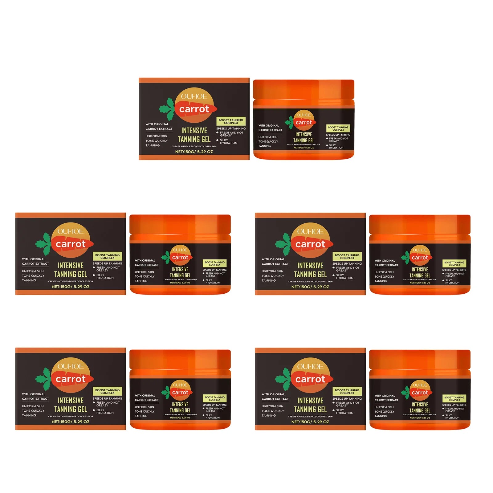 Carrot Tanning Gel - Hydrating, Lightweight, and Fast-Absorbing Bronzing Gel for Natural Sunless Tan Enhancement for Face and Body