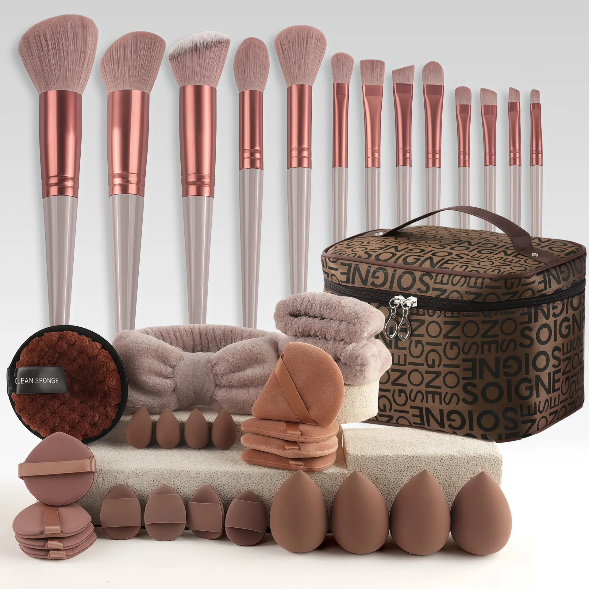 Essential Face Makeup Tool Set: Portable Travel Blending Brushes & Cleansing Kit for Effortless Daily Beauty