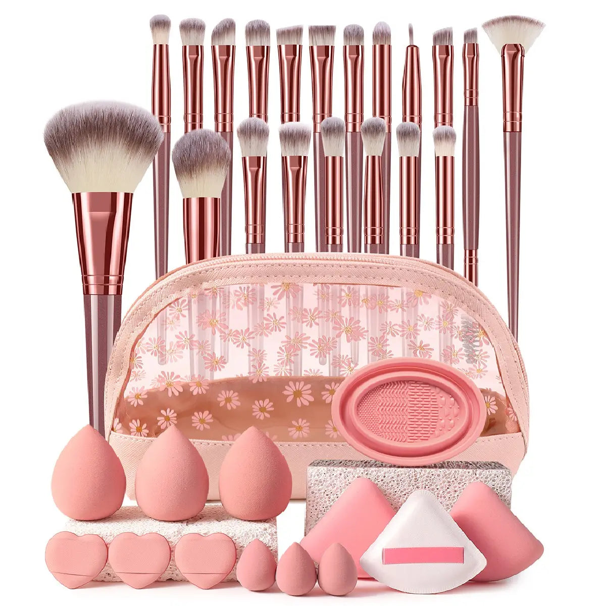 Essential Face Makeup Tool Set: Portable Travel Blending Brushes & Cleansing Kit for Effortless Daily Beauty